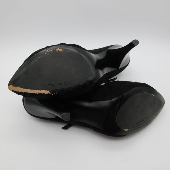 Via Spiga women's Italian suede pleated vamp high heel Mary‎ Jane pumps 8.5 - Picture 7 of 14